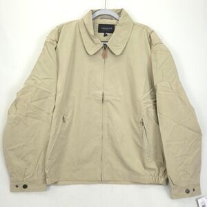 London Fog Collection Jacket Men XXL Beige Zip Front Classic Harrington Academia